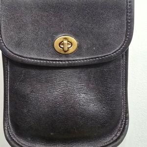 Coach Black Leather Crossbody Bag with Gold Clasp